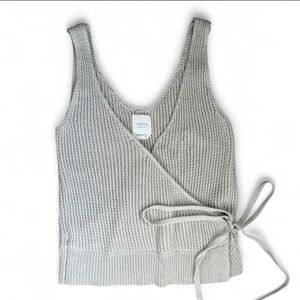 Gray Knit Wrap Tank Top